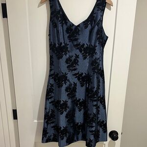White House Black Market Blue and Black Floral Mini Dress
